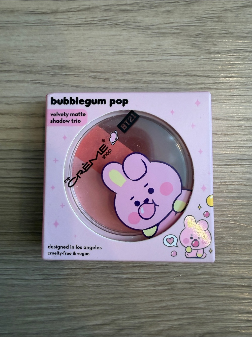 The Crème Shop x BT21 Cooky Bubblegum Pop Matte Eyeshadow Trio New